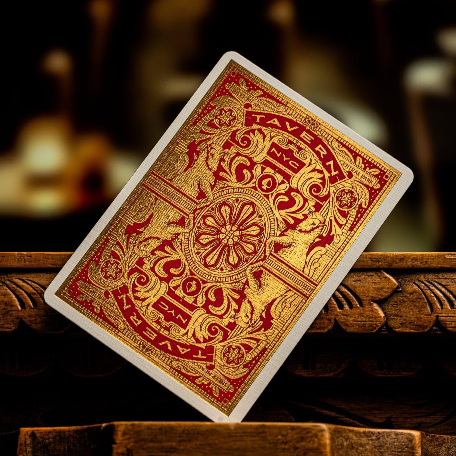 Tavern on the Green Red Edition card back with red and gold foil artwork