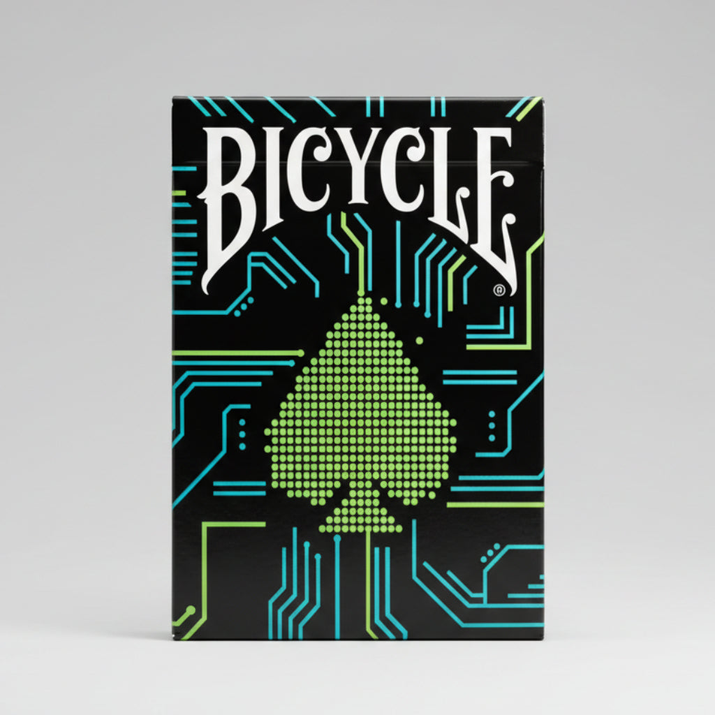 Bicycle Dark Mode playing cards close-up of front tuck case