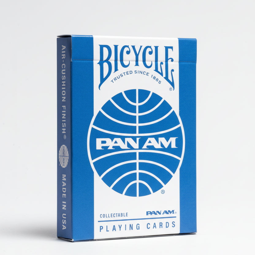 Bicycle Pan Am playing cards packaging with blue and white design.