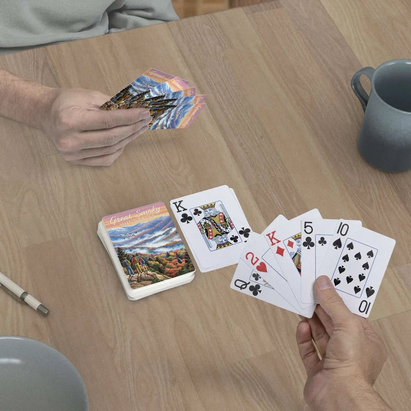 Great Smoky Mountains jumbo-index playing cards in use at a table