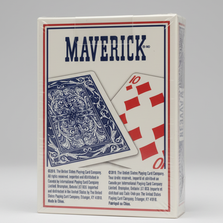 Maverick playing cards packaging with card images on a white background