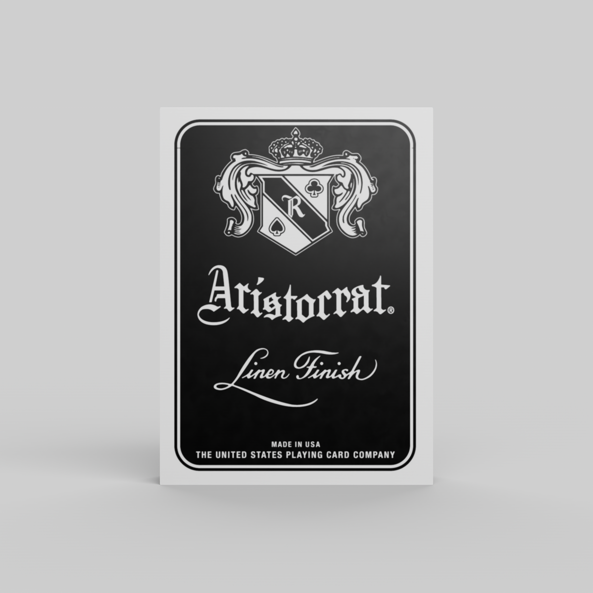 Aristocrat 727 Black Thin Crushed playing cards Linen Finish tuck box front