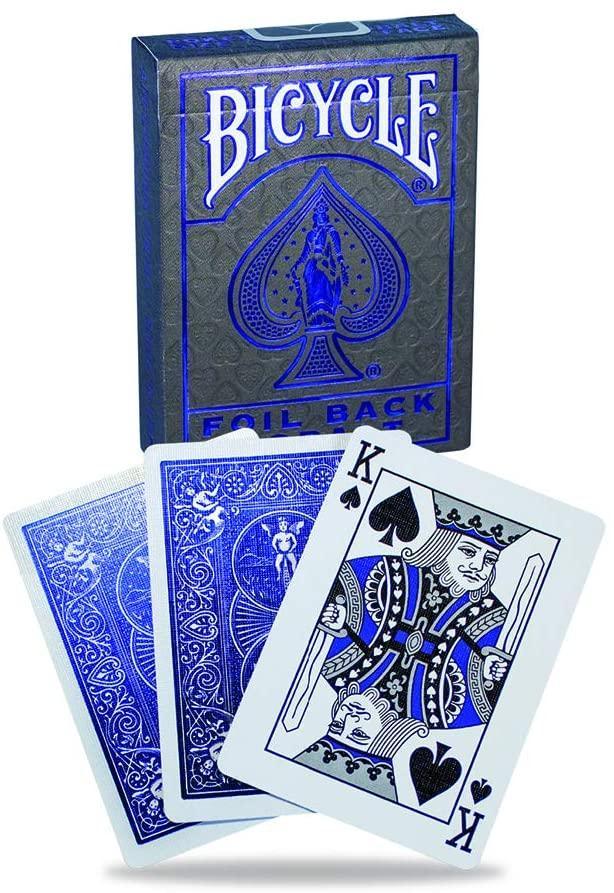 Bicycle foil back playing cards with blue and black design
