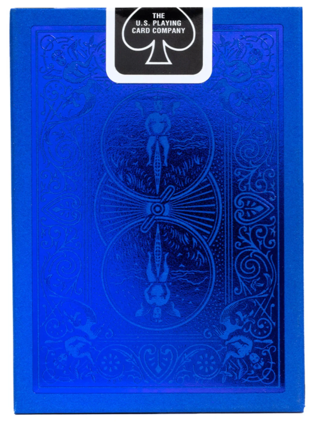 Blue playing card with U.S. Playing Card Company logo