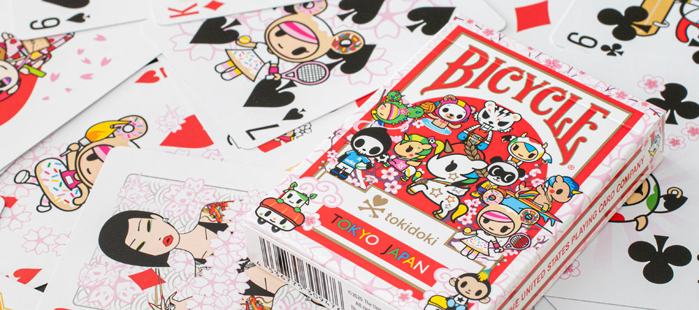 Bicycle tokidoki Sports Red Playing Cards with custom tuck box, tokidoki character artwork, and themed face cards