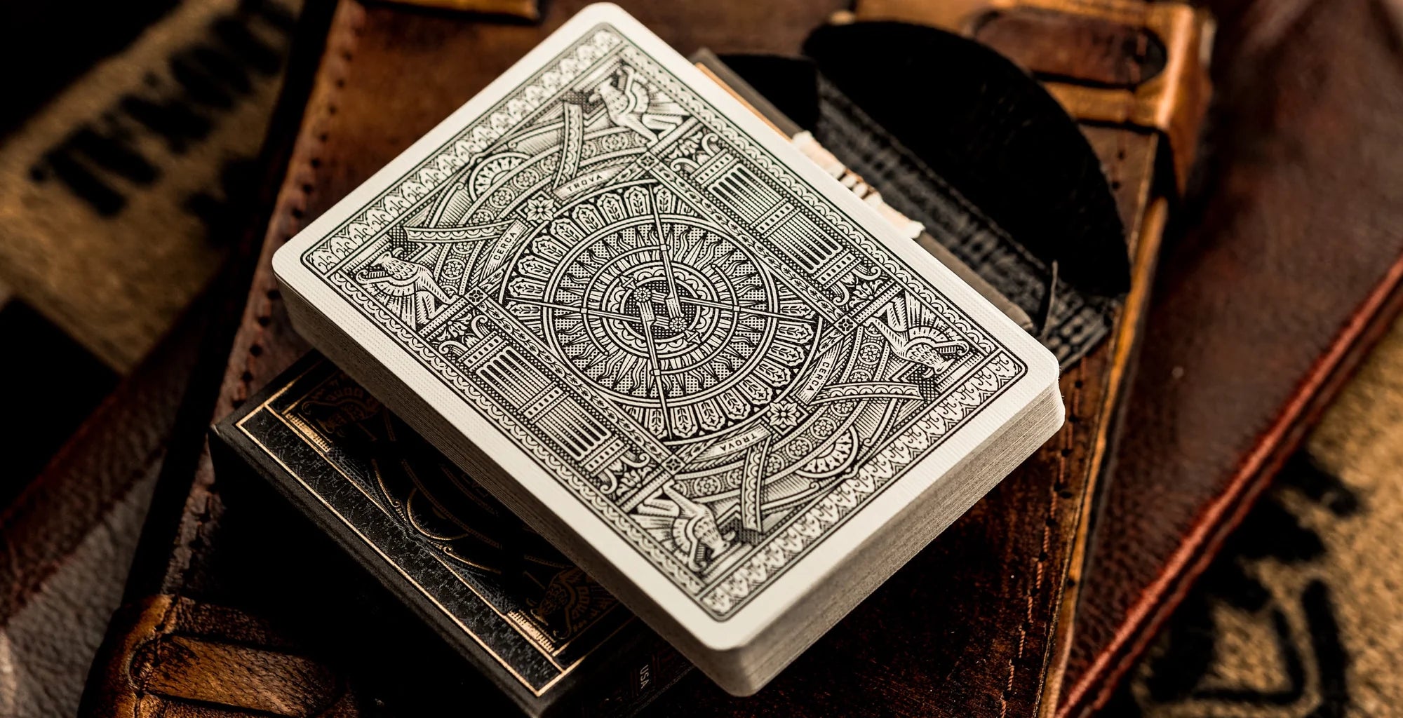 Theory11 Black Hudson deck with ornate black-and-white card back design