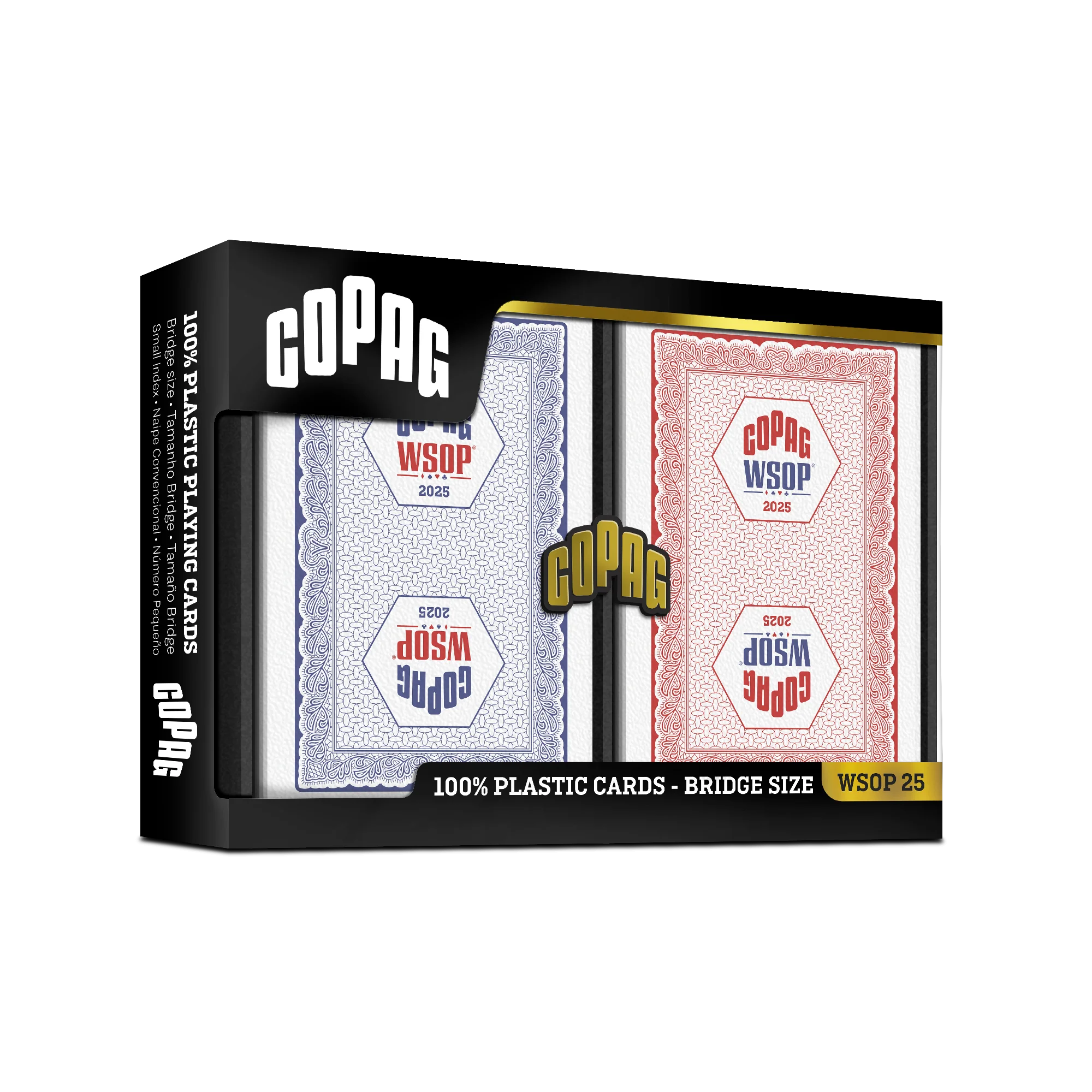 Copag WSOP 2025 Traditional bridge size regular index 100% plastic playing cards red and blue double deck set