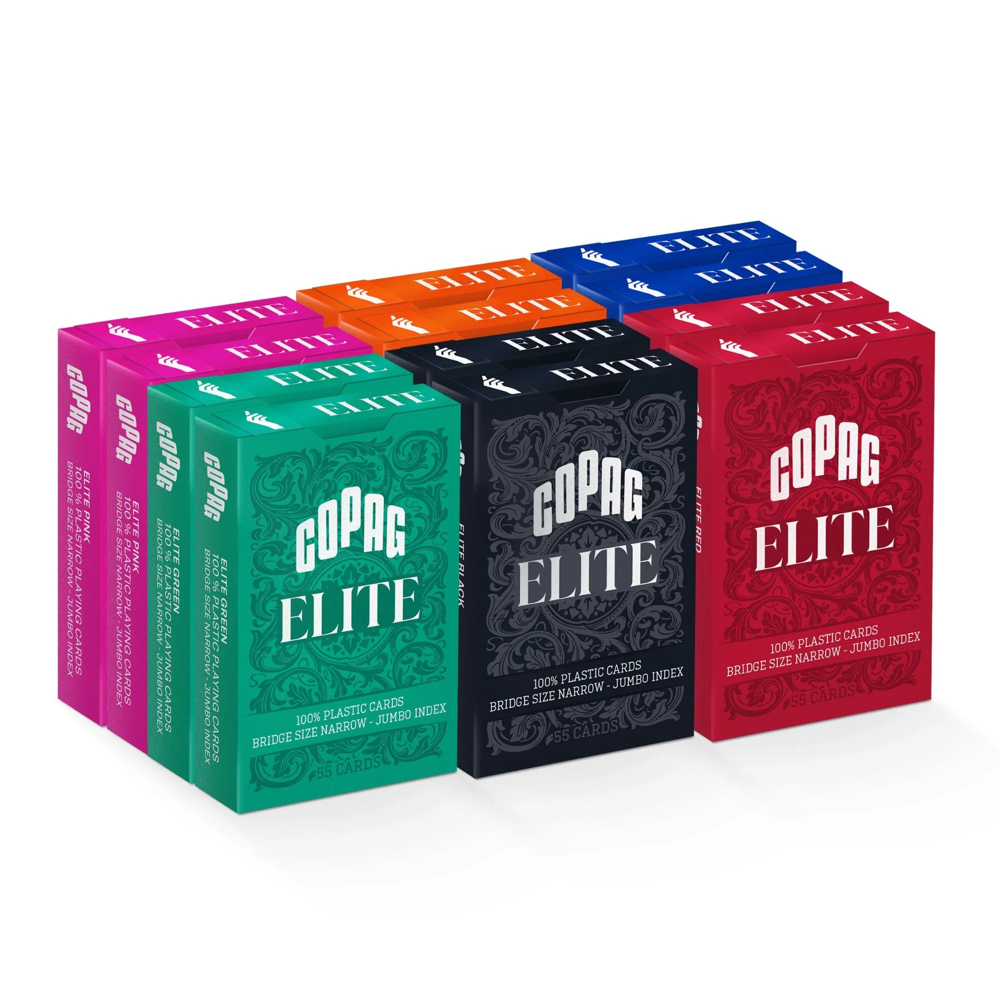 Copag Elite 100% Plastic Playing Cards – Bridge Size Jumbo Index (Mixed Colors)