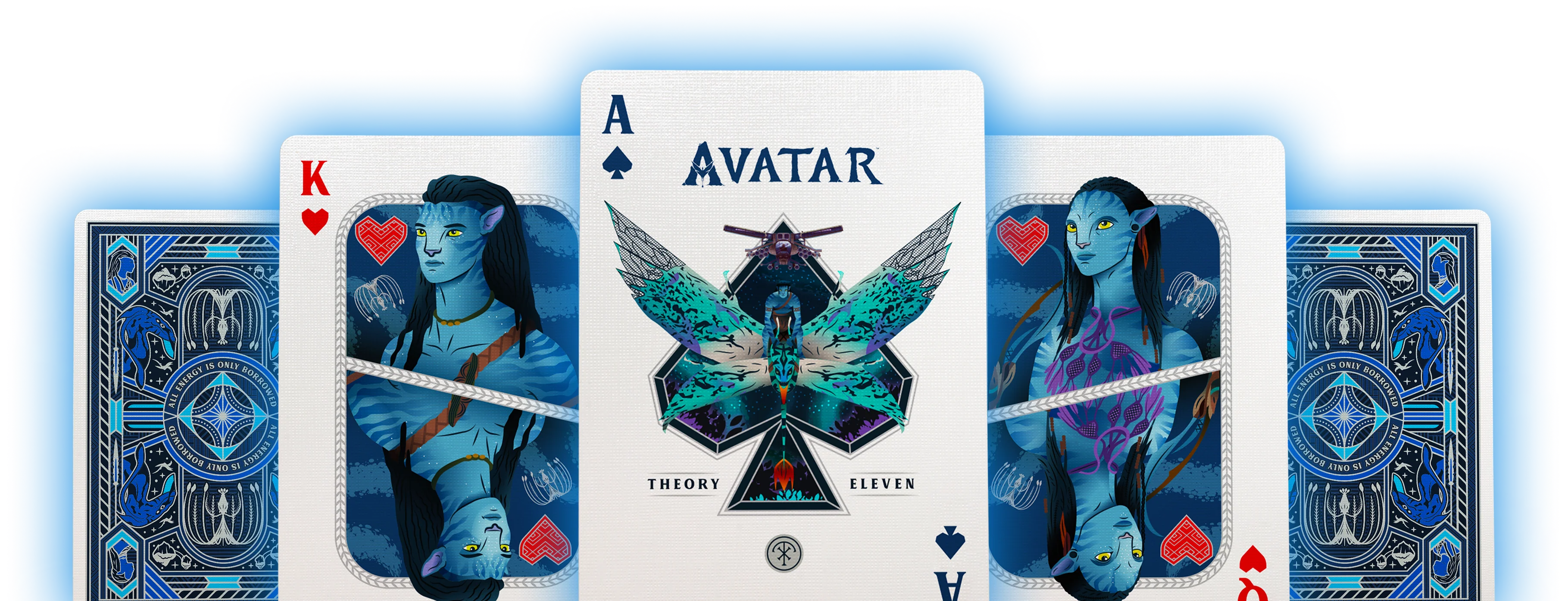 Playing cards with 'Avatar' theme featuring characters and symbols.