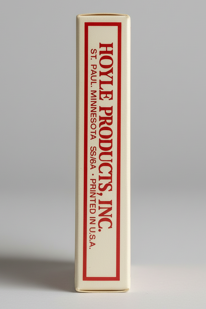 Hoyle Products, Inc. packaging on a wooden surface with a brown background