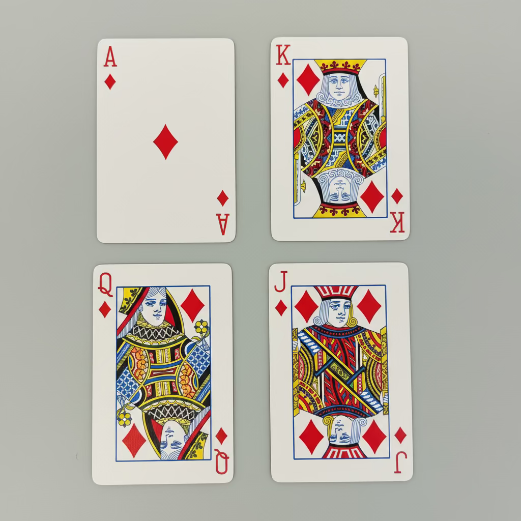 Ace, King, Queen and Jack of Diamonds from 2004 Congress Gardens bridge playing cards