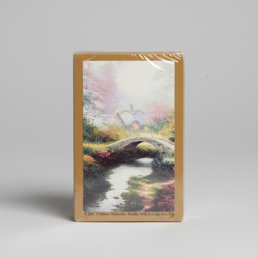 Vintage 2004 Congress Gardens Thomas Kinkade bridge playing cards sealed in cellophane with scenic garden back