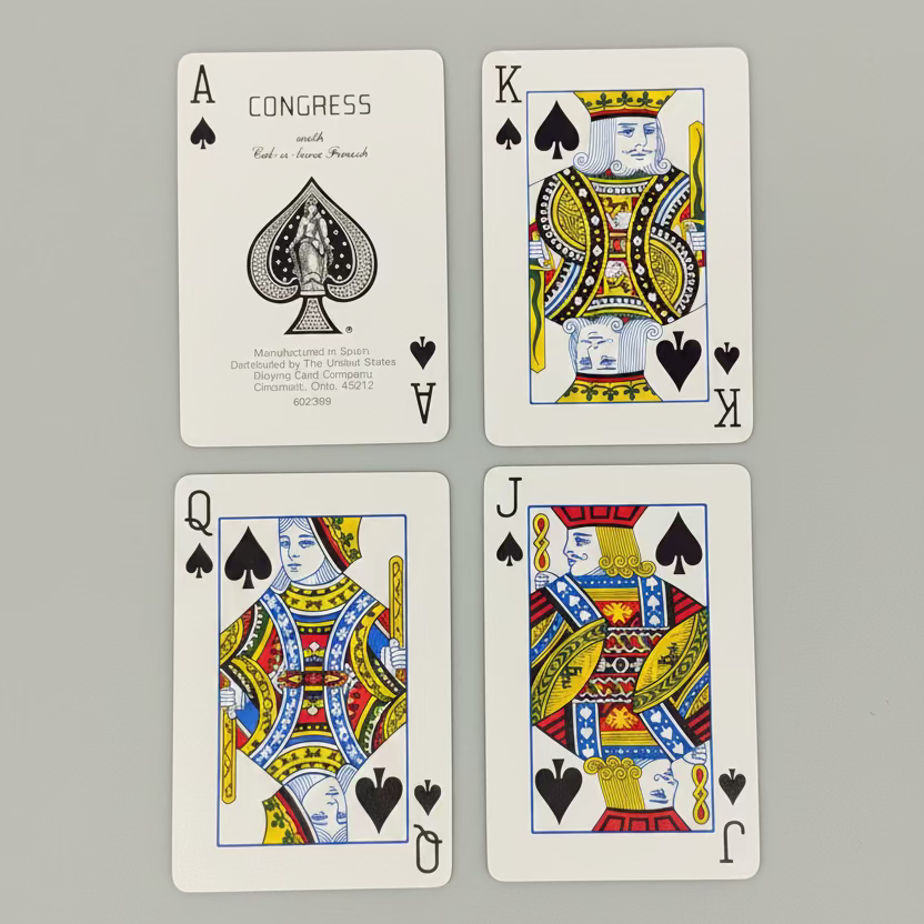 Ace, King, Queen and Jack of Hearts from vintage Congress Gardens Thomas Kinkade playing cards