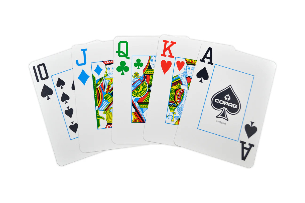 Copag Legacy 4-Color Plastic Double Deck Set – Bridge & Poker Size – Red & Blue – Jumbo Index