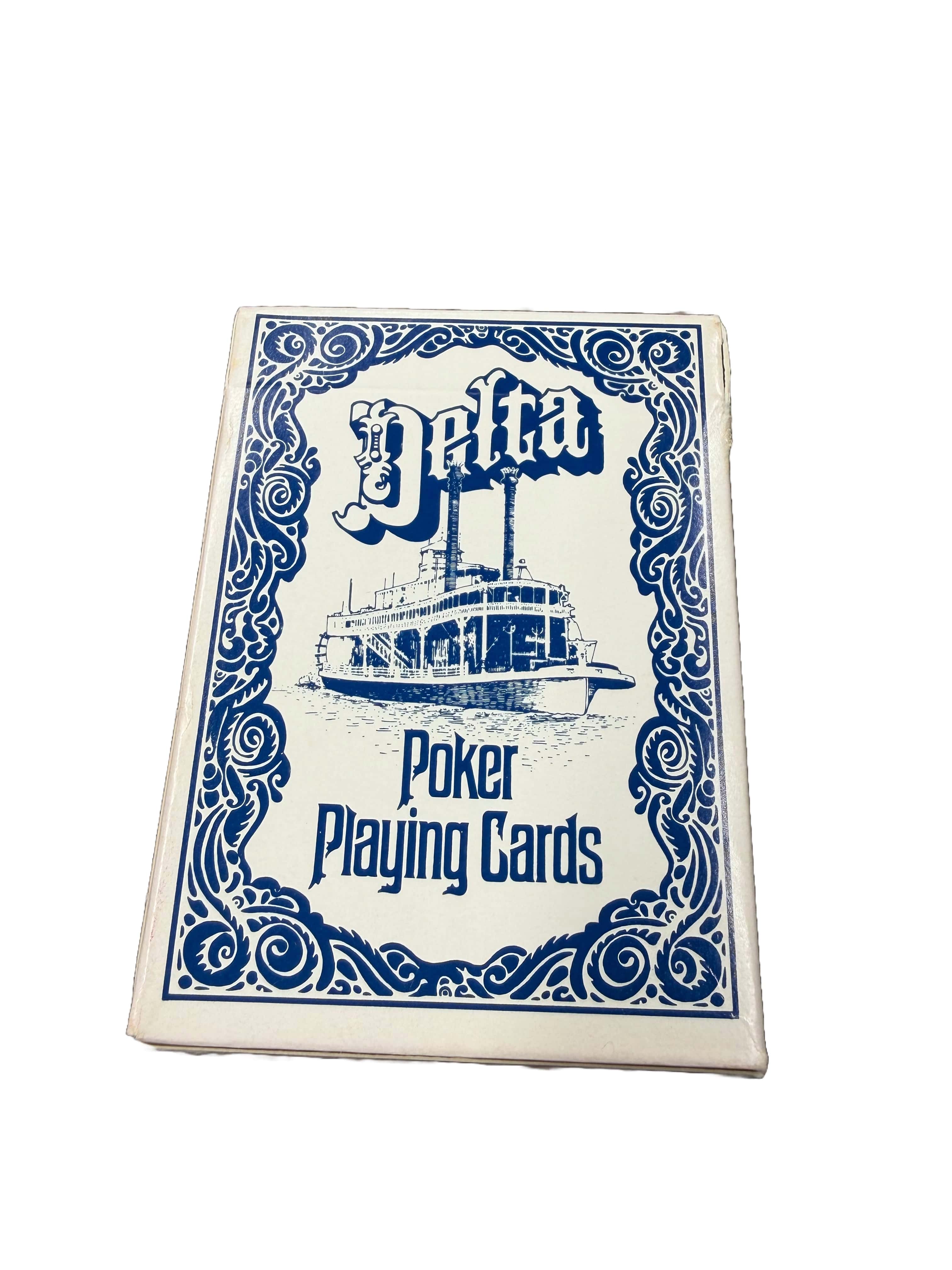 Delta Poker Playing Cards by Hoyle packaging with blue and white design on a white background