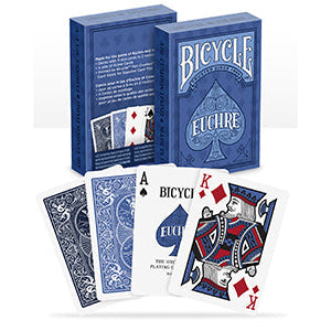 Bicycle playing cards with blue and white packaging on a white background