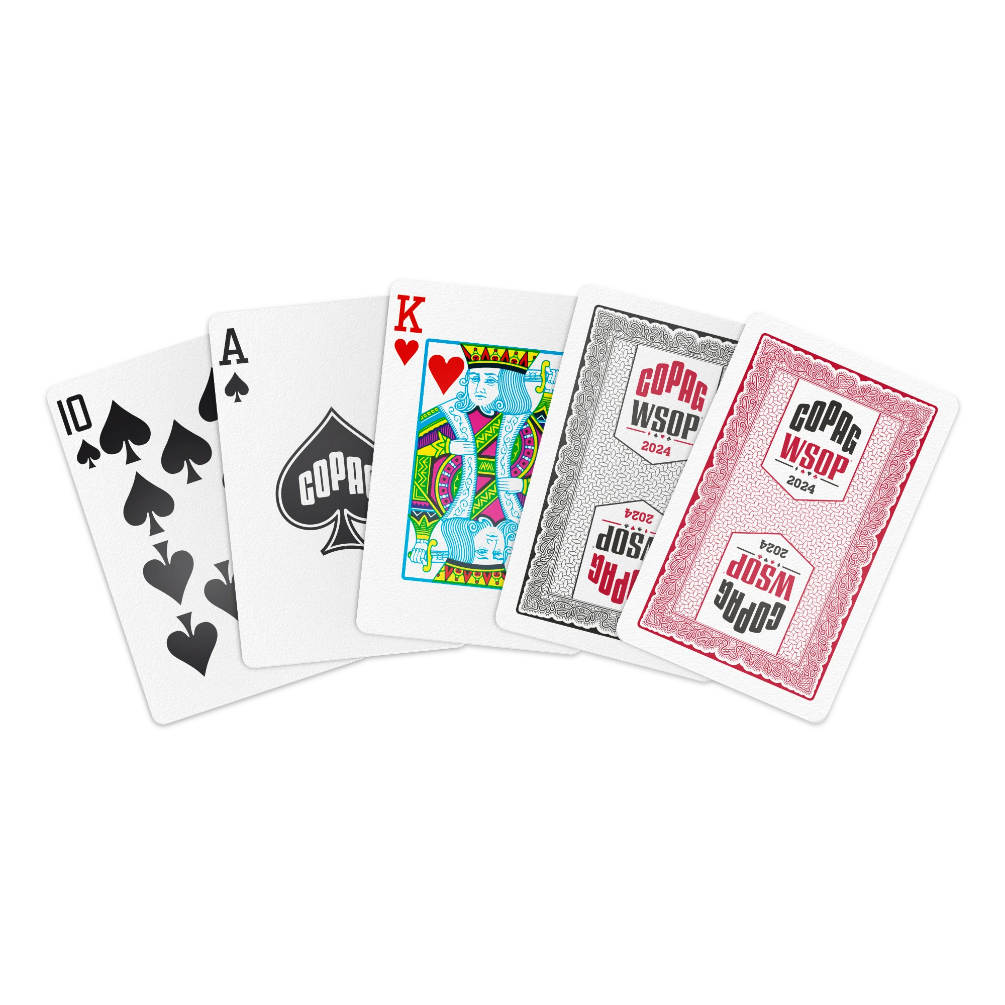 Set of Copag 2024 WSOP playing cards on a white background
