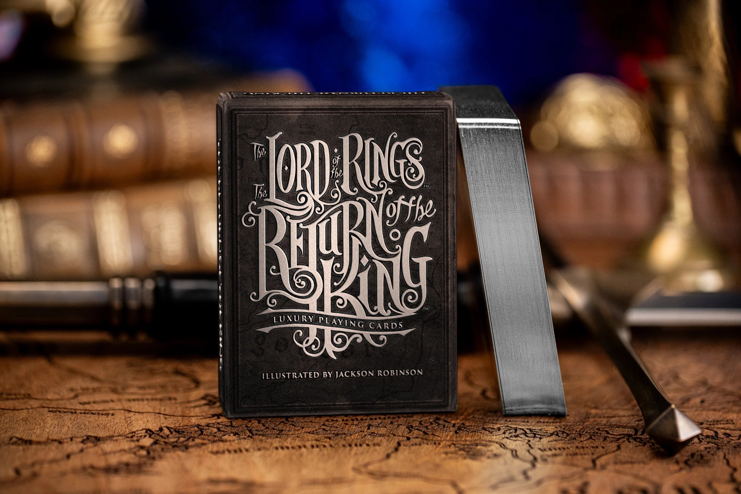 Return of the King Black Gilded deck showing silver-gilded card edges