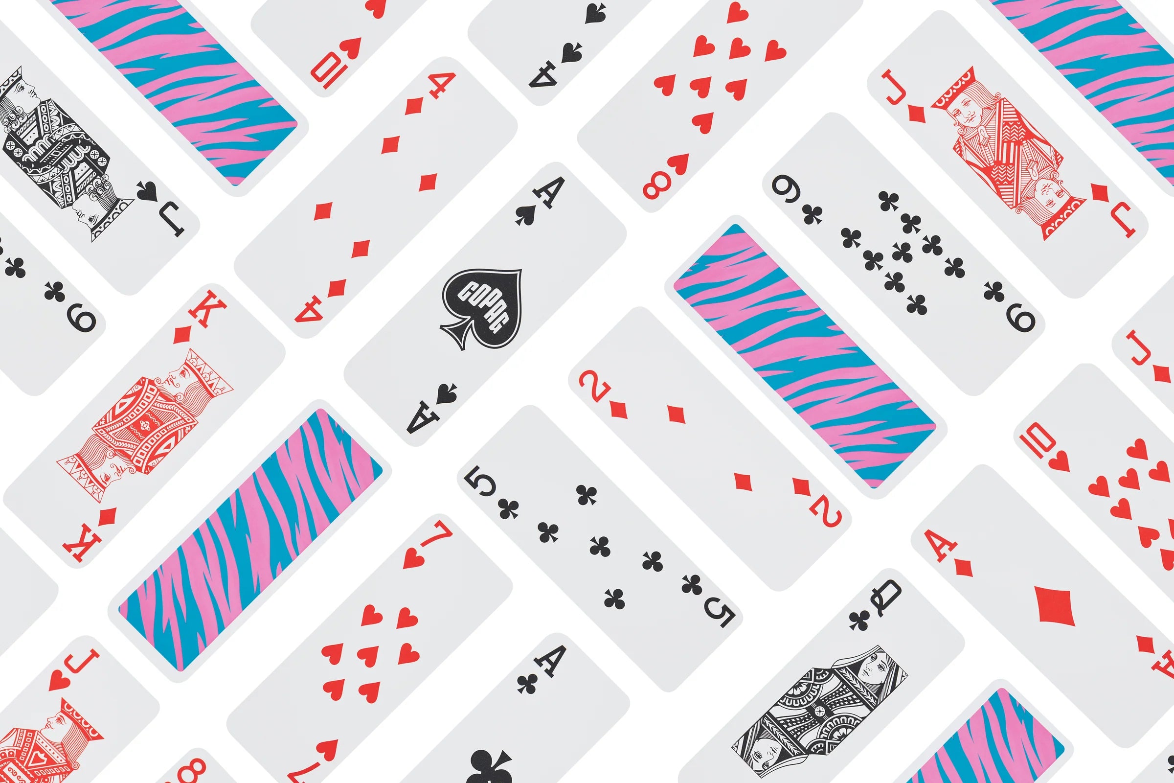 Copag Go Deck – Tiger Design Playing cards with zebra print borders on a white background