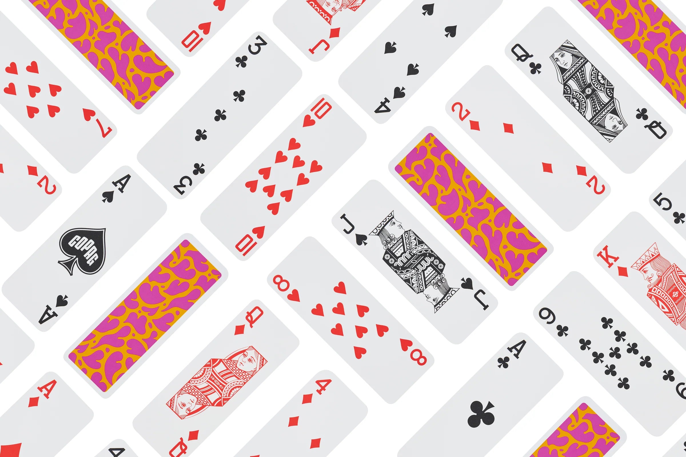 Copag Go Deck – Hearts Design Playing cards with colorful borders on a white background