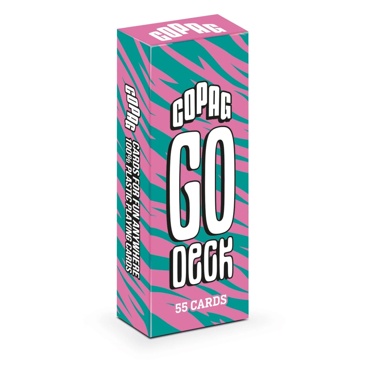 Copag Go Deck – Tiger Design packaging with pink and teal design on a white background