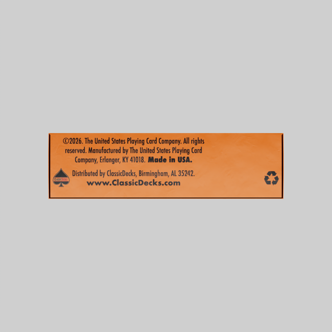 Bottom panel of the Bicycle Classic Halloween tuck box with ClassicDecks distribution information