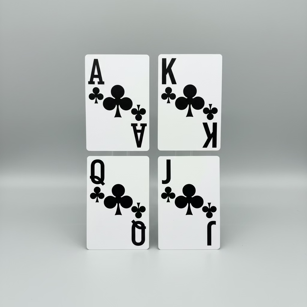 Ace, King, Queen and Jack of Clubs with one-inch Super Jumbo indices from vintage Hoyle cards