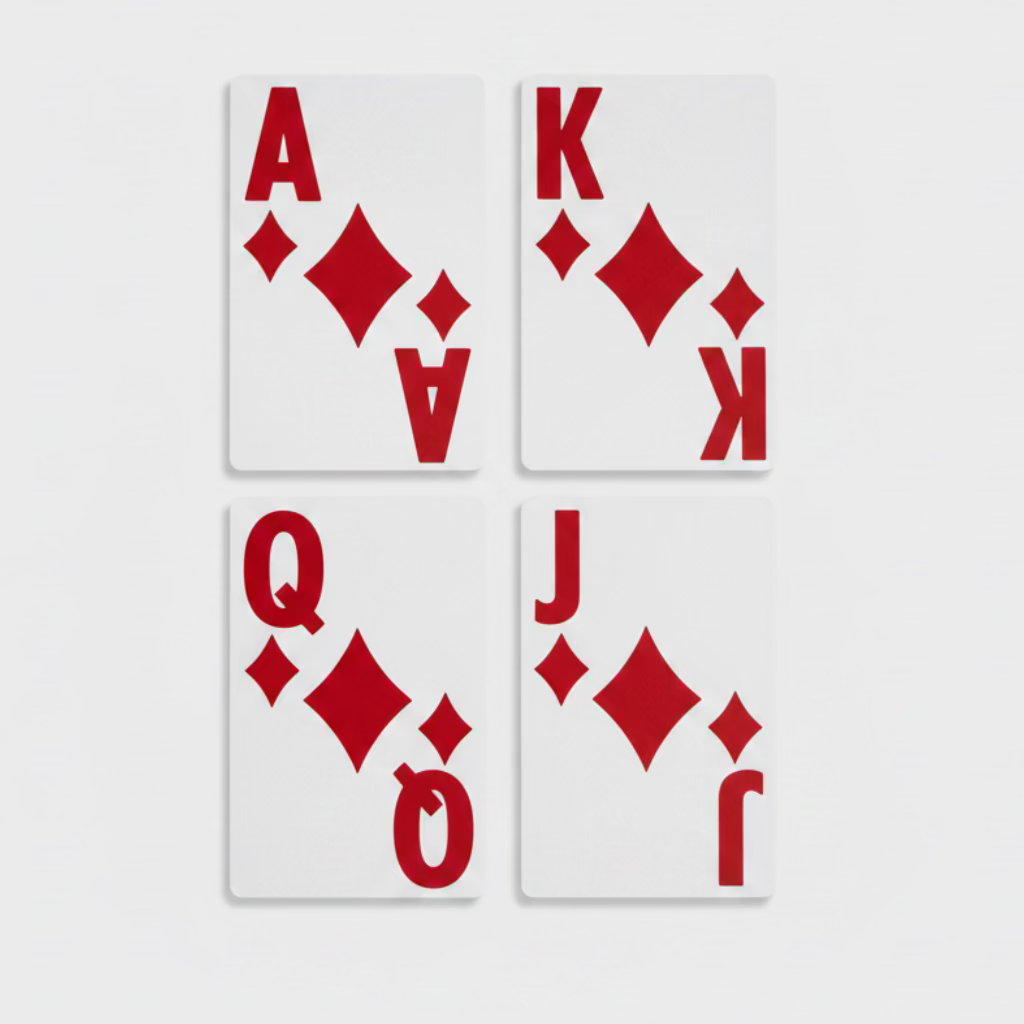 Ace, King, Queen and Jack of Diamonds showing Hoyle Super Jumbo large-print faces