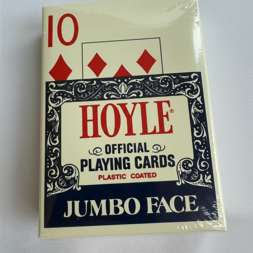 Pack of Hoyle playing cards with a jumbo face design on a white background