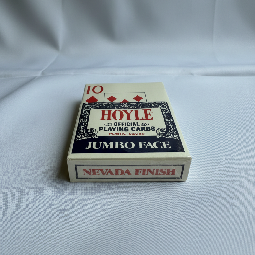 Box of Hoyle Jumbo Face playing cards on a white background