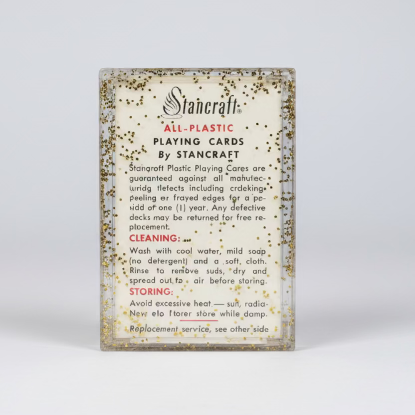 Vintage Stancraft playing card packaging on a studio background
