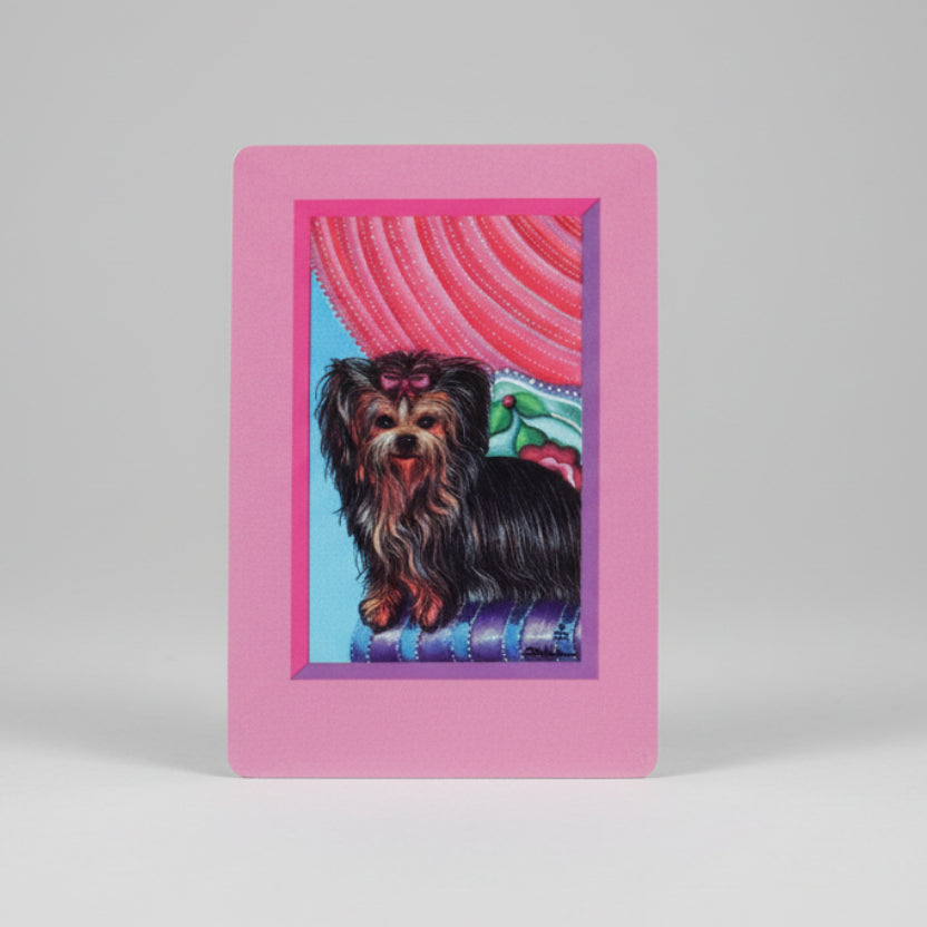 Hoyel playing card with a colorful illustration of a dog 