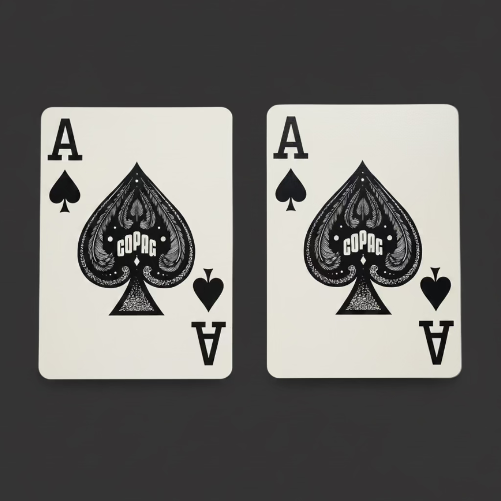 Two Copag Vintage Collection Ace of Spades cards side by side on a dark background, showing the ornate black spade design with the Copag logo.
