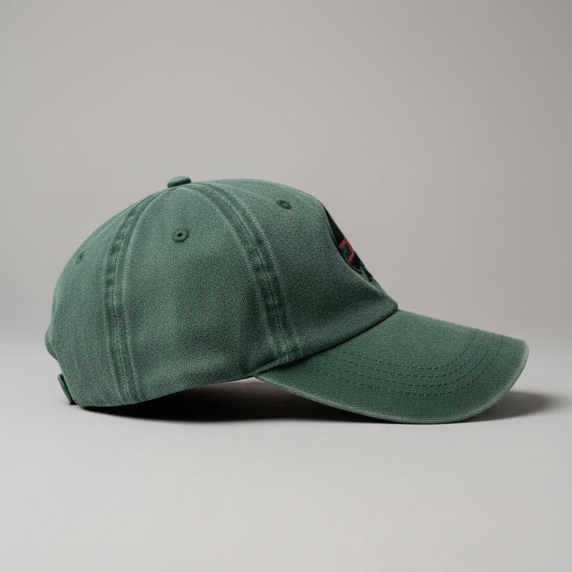 Green ClassicDecks baseball cap on a light gray background