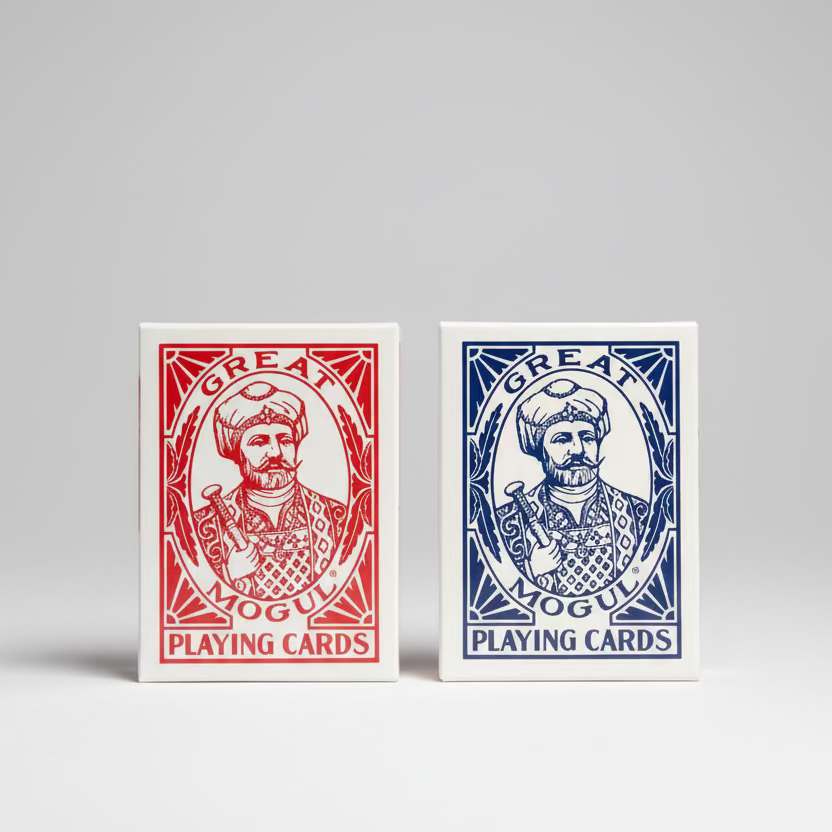 Red and blue Great Mogul Bee Diamond Back playing-card tuck boxes