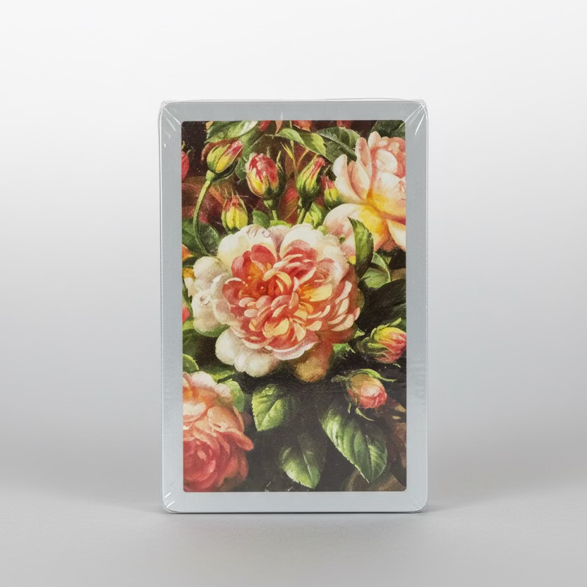 Congress Cabbage Roses Playing Cards with silver border
