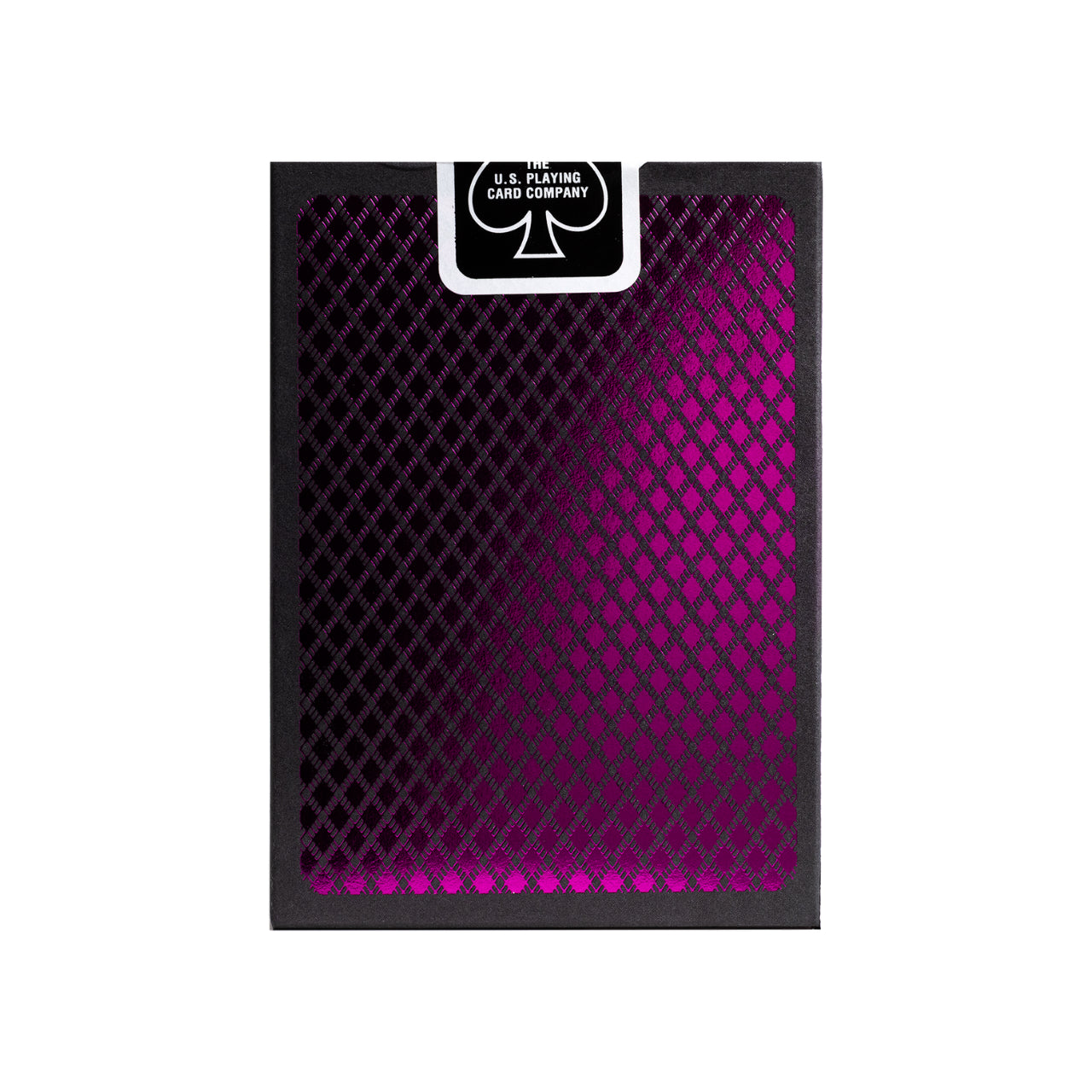 Bee Magenta Metalluxe playing card back with magenta purple mesh design and U.S. Playing Card Company logo on a white background