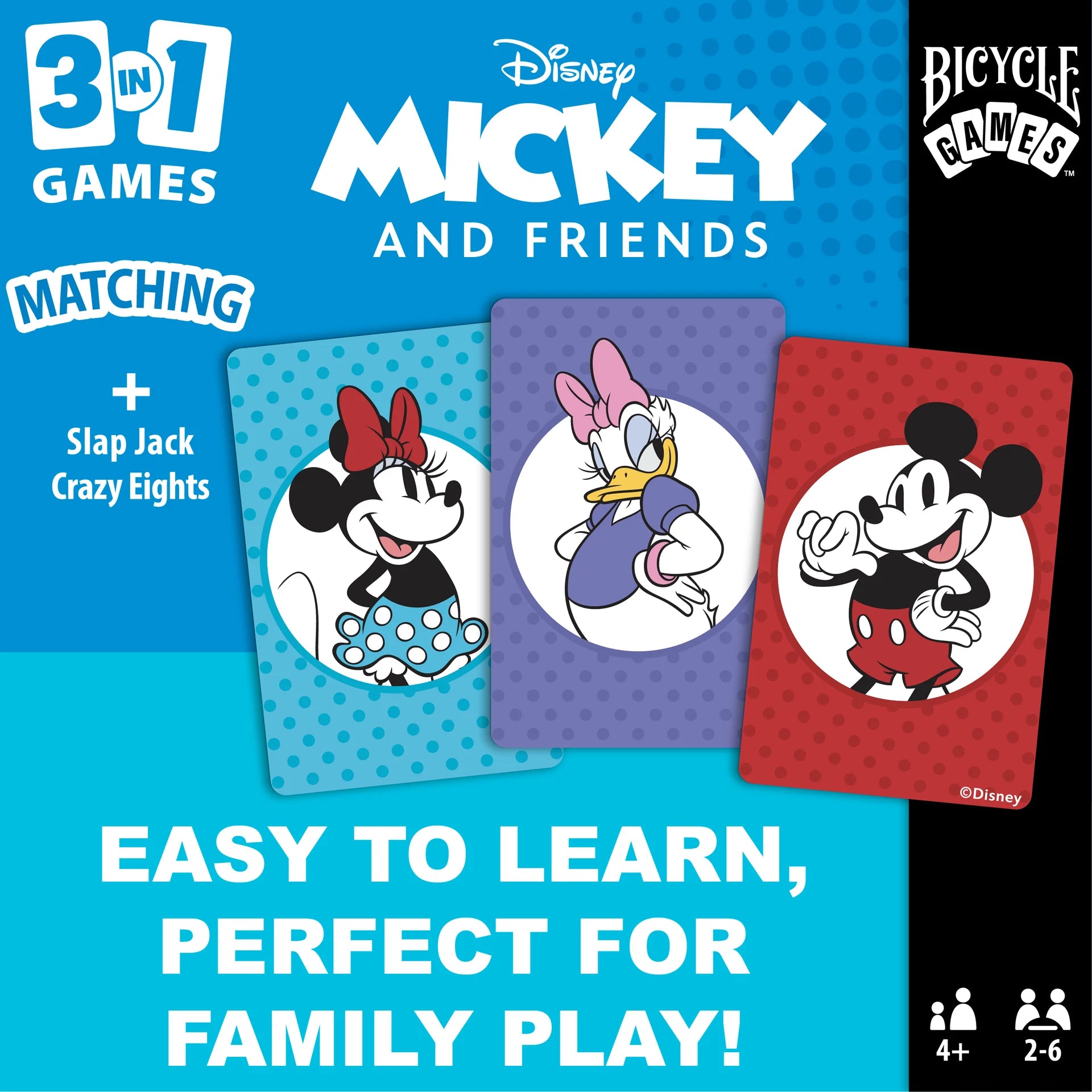 Bicycle Disney Mickey and Friends 3 in 1 Matching game with Mickey, Minnie, and Daisy cards