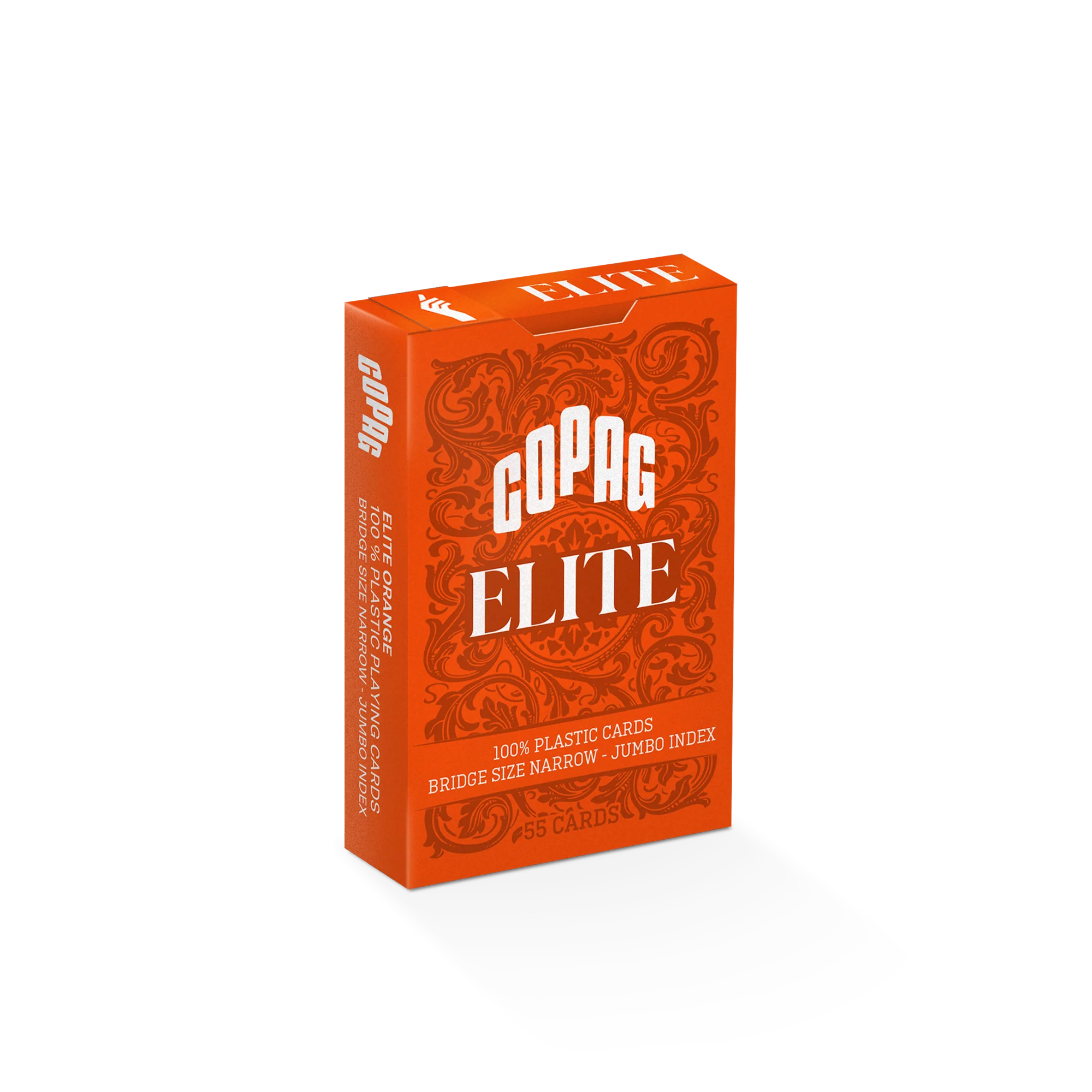 Copag Elite jumbo playing cards in bridge size with a orange box on a white background