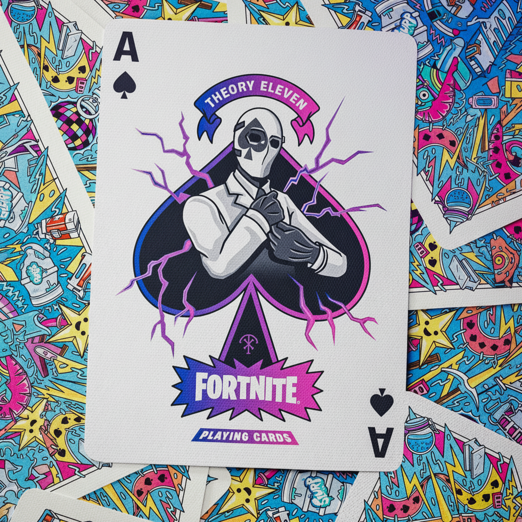 Theory11 Fortnite Ace of Spades with custom Fortnite emblem and purple lightning artwork