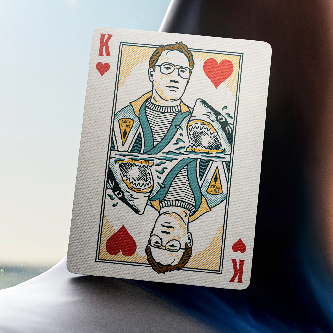 Theory11 JAWS custom king of hearts court card close-up