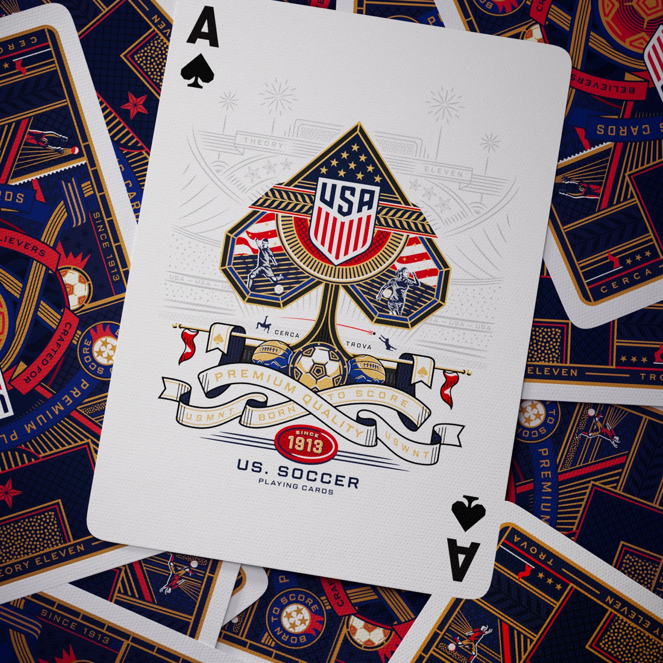 U.S. Soccer Playing Cards custom Ace of Spades and card backs