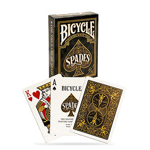 Bicycle Spades playing cards with a deck and two cards displayed on a white background