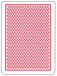 Red and white woven pattern on a card