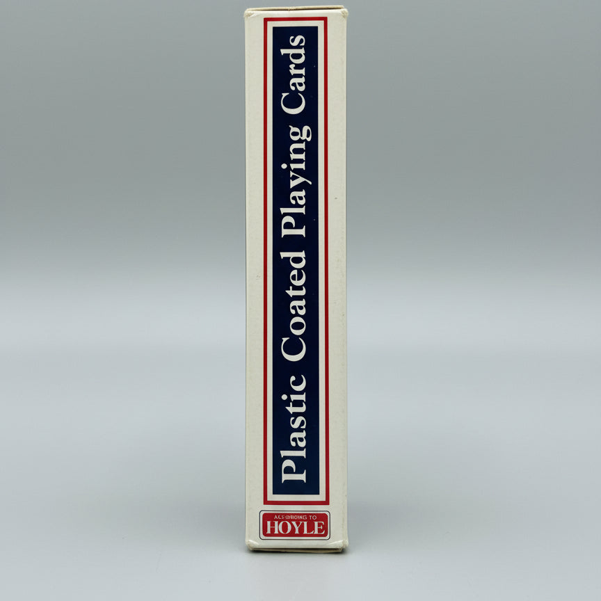 Box of Hoyle plastic coated playing cards on a blue background