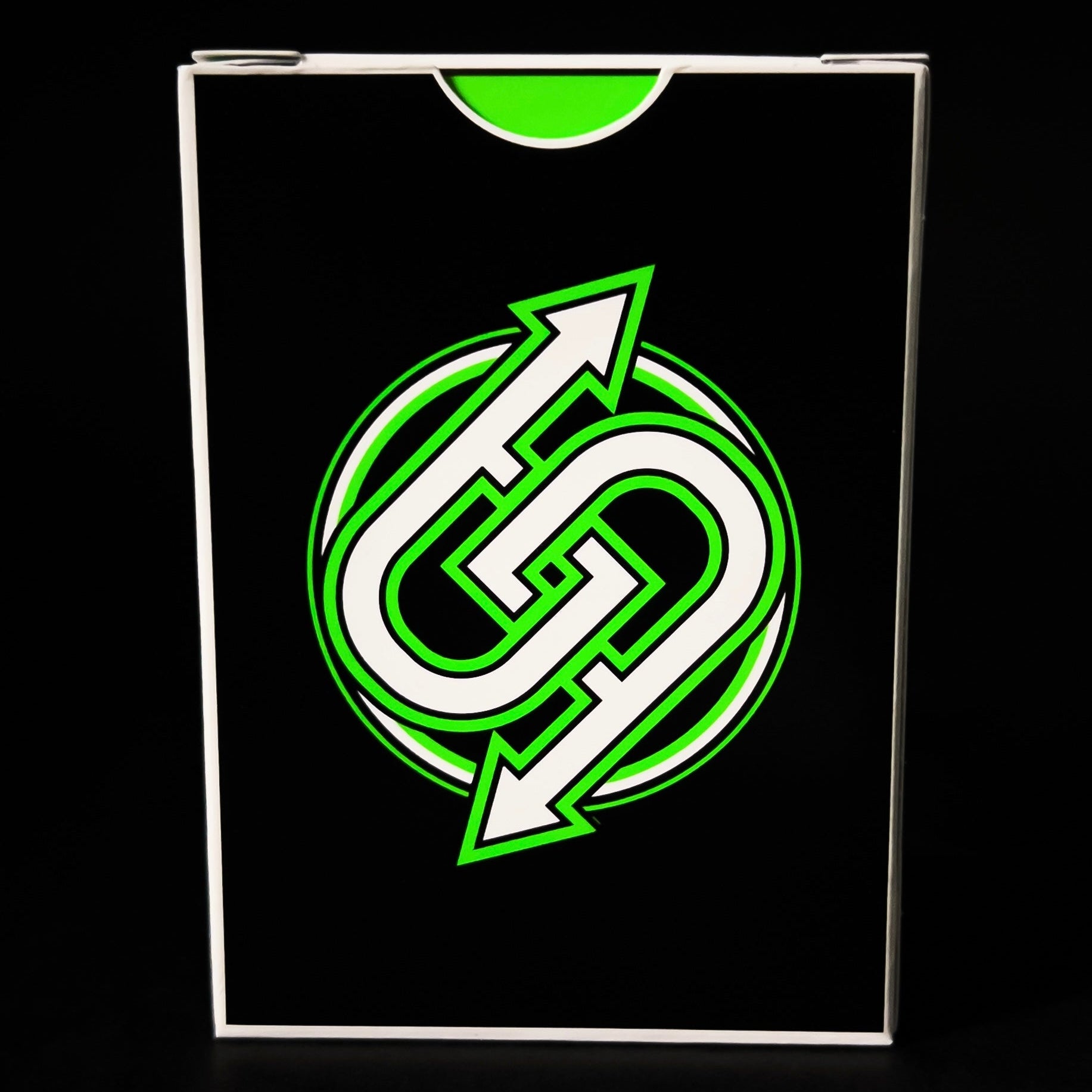 Descendents Playing Cards with a green and white logo on a black background
