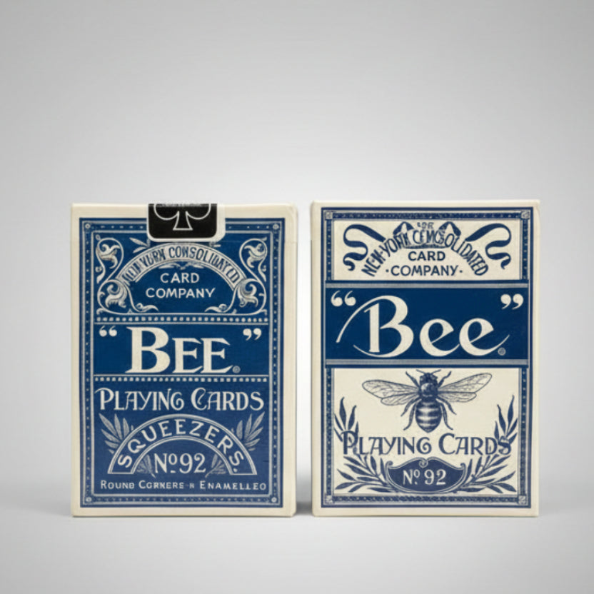 Back and front designs of 'Bee Squeezers' playing cards by the New York Consolidated Card Company.