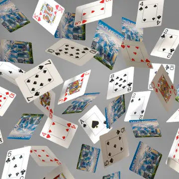 Salt Lake City Playing Cards by Boardwalk falling card display with scenic Salt Lake City backs