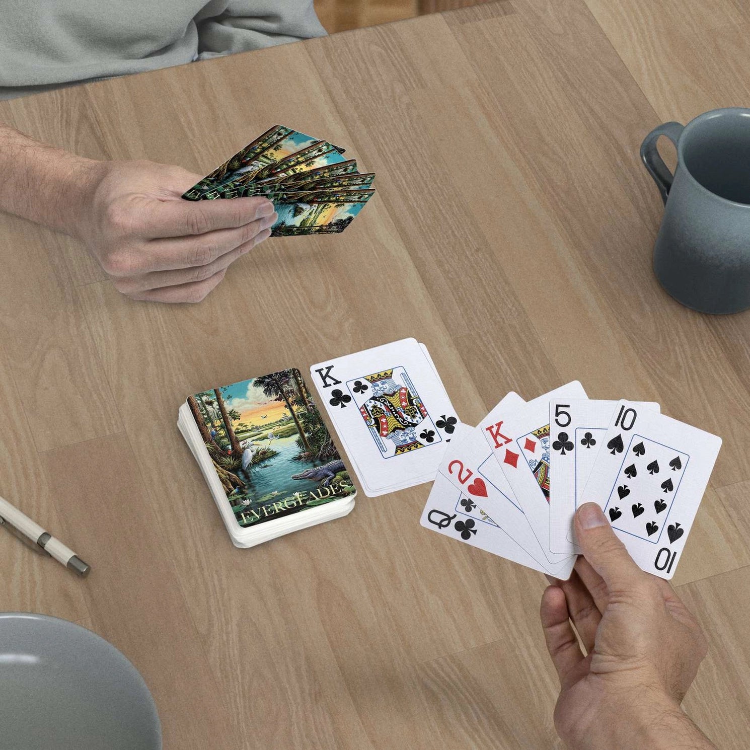 Everglades Playing Cards by Boardwalk used in a casual card game