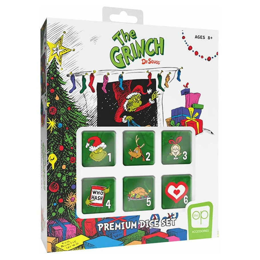The Grinch Premium Dice Set – Six d6 Dice retail packaging